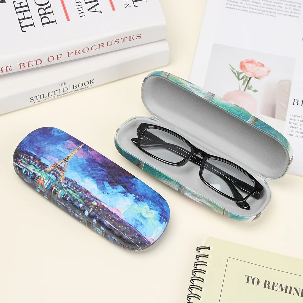 Fashion Oil Painting Art Glasses Case Box