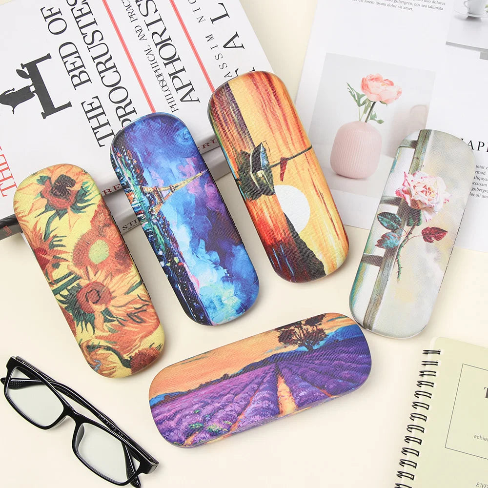 Fashion Oil Painting Art Glasses Case Box